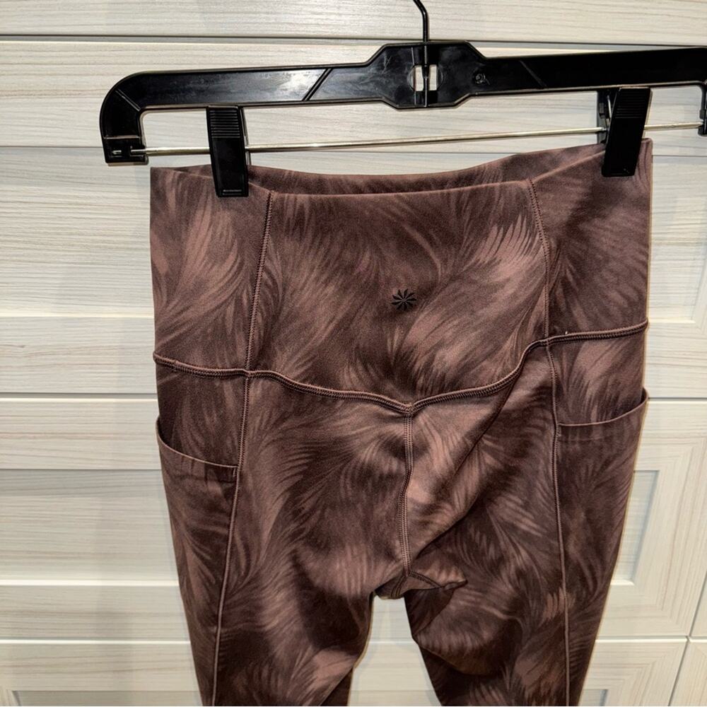 Athleta SALUTATION STASH POCKET II PRINTED TIGHT Ava Smoked Almond Brown XS - Picture 8 of 11